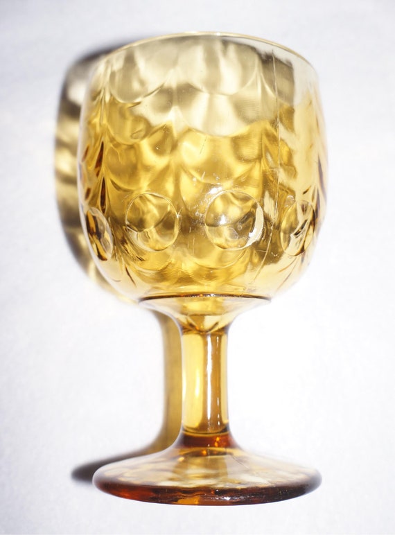 Amber Goblet Glass Water Wine Tea Bartlett Collins Vintage Antique