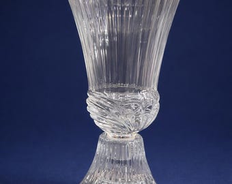 Fostoria Fairy Lamp: Clear Pressed Glass Candle Holder, Mid-Century Decor