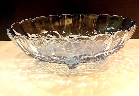 Vintage Bowl for Fruit or Marble Accents or Decorative Flowers Blue Centerpiece Size Beautiful Indiana Glass