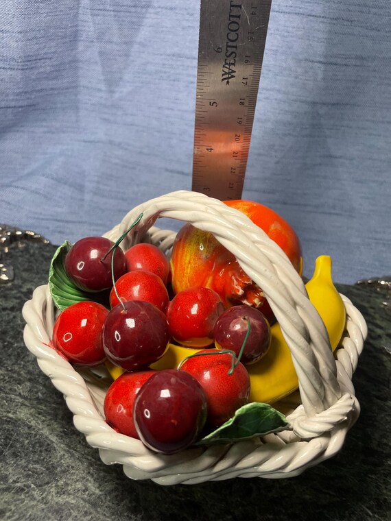 Vintage Fruit Basket Italian Capodimonte Porcelain Centerpiece or
