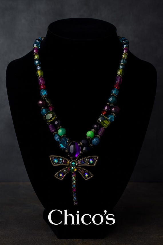 Chicos multicolor crystal bead dragonfly pendant … - image 1