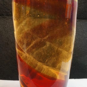 Vintage Hand Blown Art Glass Italian Vase Tall Red and Yellow Swirl