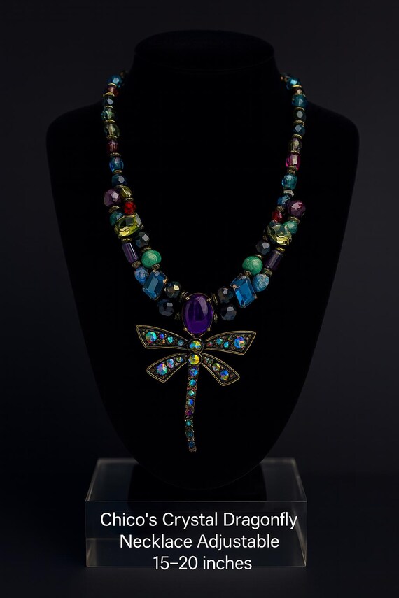Chicos multicolor crystal bead dragonfly pendant … - image 4