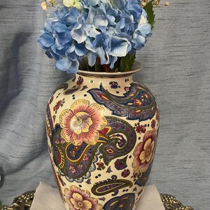 Vintage VASE HFP Macau Hand Painted Chinese PORCELAIN  Floral Multicolor Vase