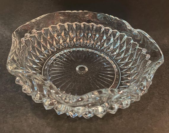 Indiana Glass Diamond Point Scalloped Bowl Candy Nuts Ash Tray