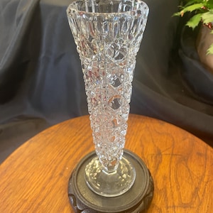 Antike Knospe Vase AEP Hand geschliffene Bleikristall Florentiner brillante Diamant-Muster