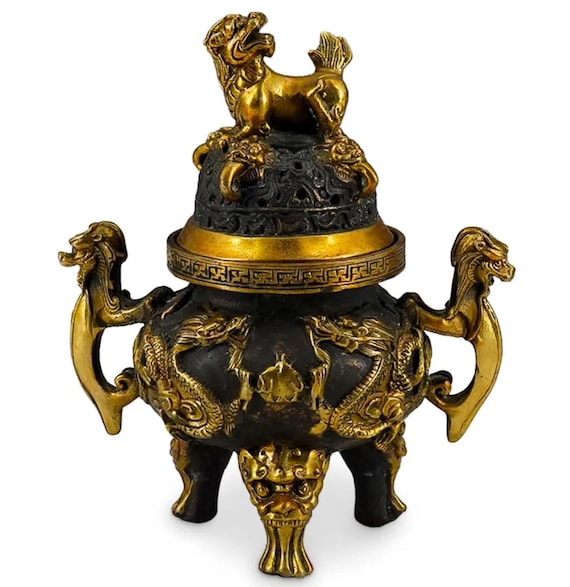 Antique Censer Incense Burner 15th Century Bronze With Gold Inlay Xuande Palace Ceremonial Cauldron
