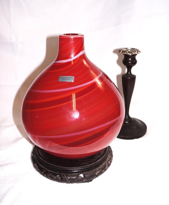 Vintage Waterford Evolution Bottle Vase Red Stunning at 10.5" Diameter