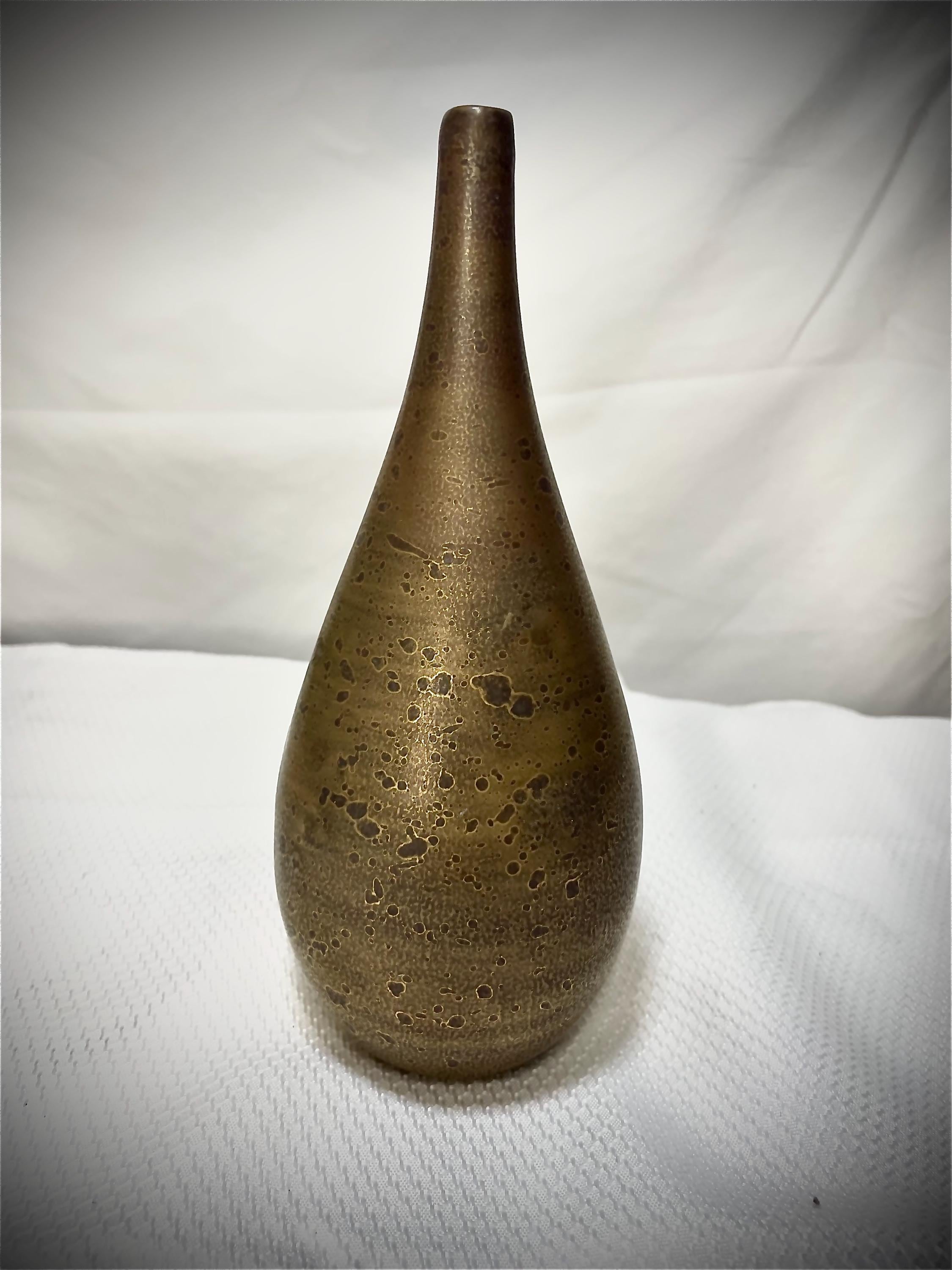 工芸品 Scandinavian Vintage vase Vintage Scandinavian Studio Pottery Vase – Bronze Crater Glaze