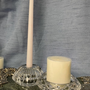 Vintage Candle Holders Crystal Reversible Pillar Taper Brilliant Princess House