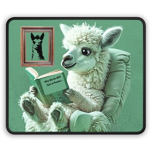 Curious Llama reading a self help book  Fun Desk Accessory for Gamers, Birthday Gift, Office Decor, Llama lovers gift, book enthusiasts gift