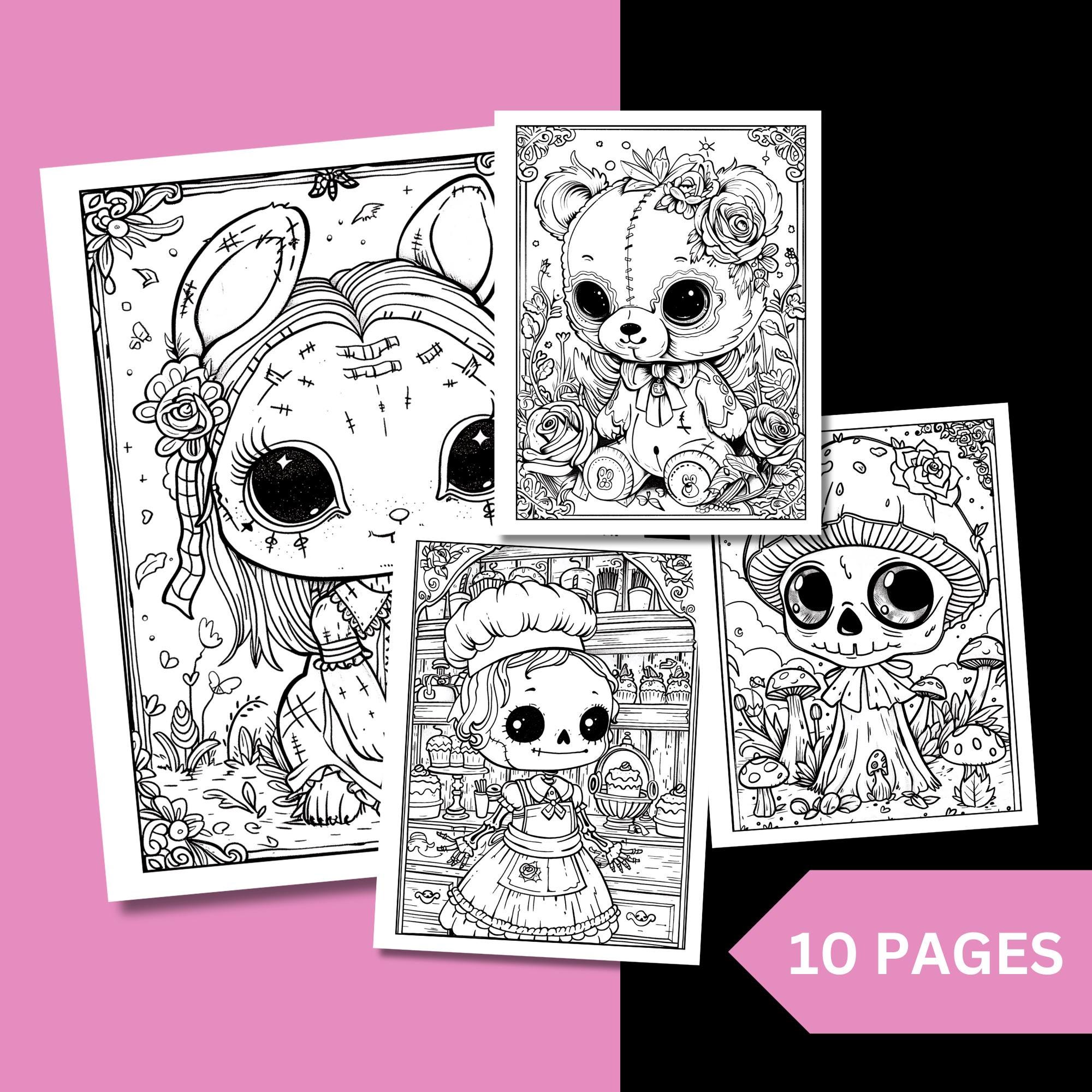 Creepy Cute Coloring Book 10 Unique Illustrations Digital Download PDF ...