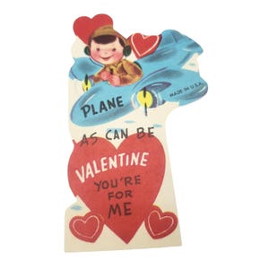 Vintage Valentine Card Plane As Can Be You&#39;re For Me Made In USA
