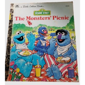 Little Golden Book Monsters Picnic 1991 Sesame Street Vintage
