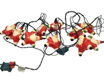 Christmas Around the World Santa String Lights 10 Bulbs Indoor Working Vintage