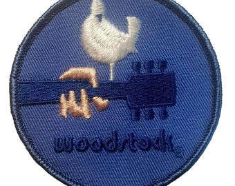 Original WOODSTOCK Patch Purple Embroidered Dove Guitar Concert Music LP Vintage