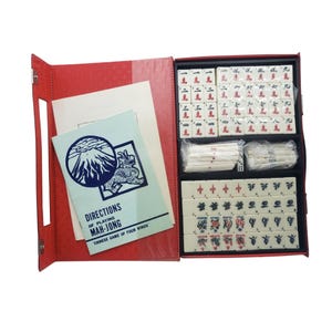 Portable Mahjong Tile Set Original Case Instructions Mah-Jong Vintage