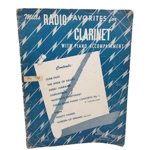 Mills Radio Favorites For Clarinet With Piano Accompaniment Vintage Music Book