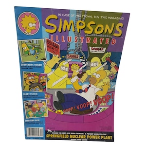 May include: A Simpsons Illustrated magazine cover featuring Homer Simpson in a yellow hazmat suit, with the text "In case of meltdown, buy this magazine!" and "Springfield Nuclear Power Plant" on the cover.