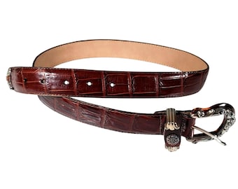 BRIGHTON Buckle Western Belt Brown Leather Cowboy Womens Size M
