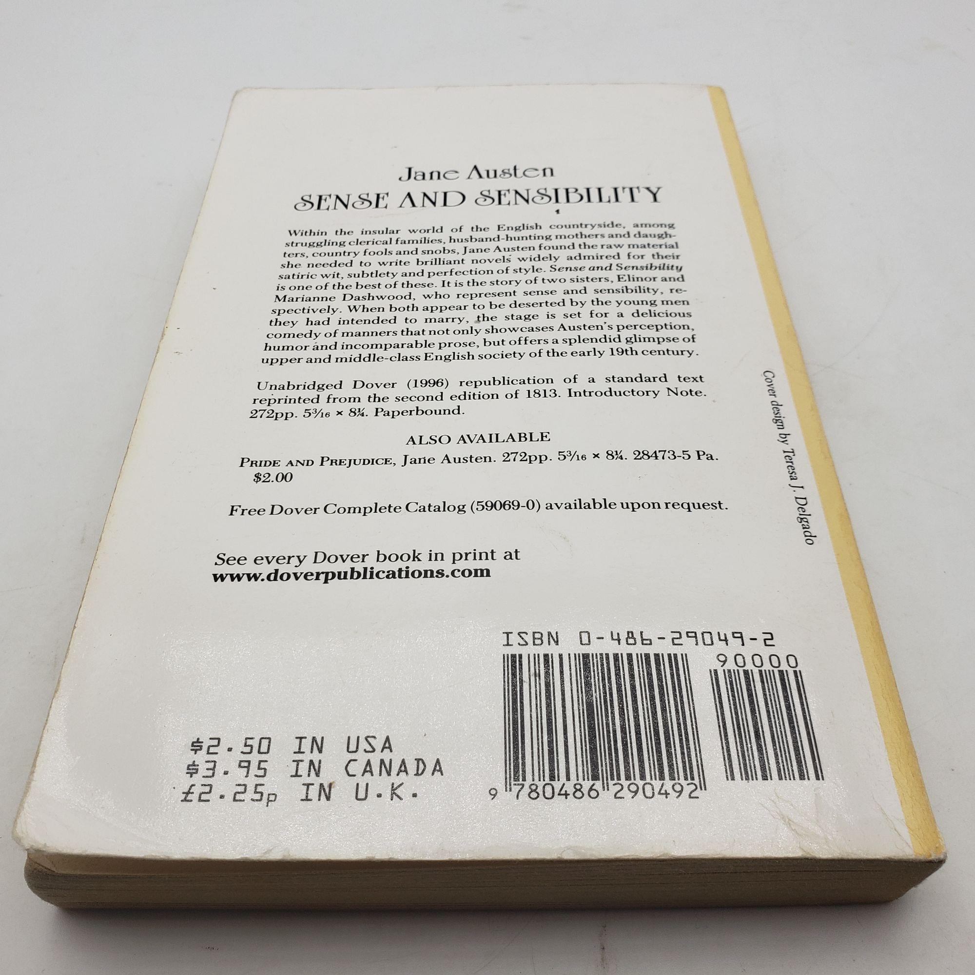 Jane Austens Sense and Sensibility Paperback Unabridged 1996 - Etsy