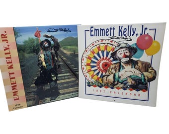 Emmett Kelly JR Hobo Sad Clown AUTOGRAPHED 12 Month Calendar Lot NOS 1997 1998