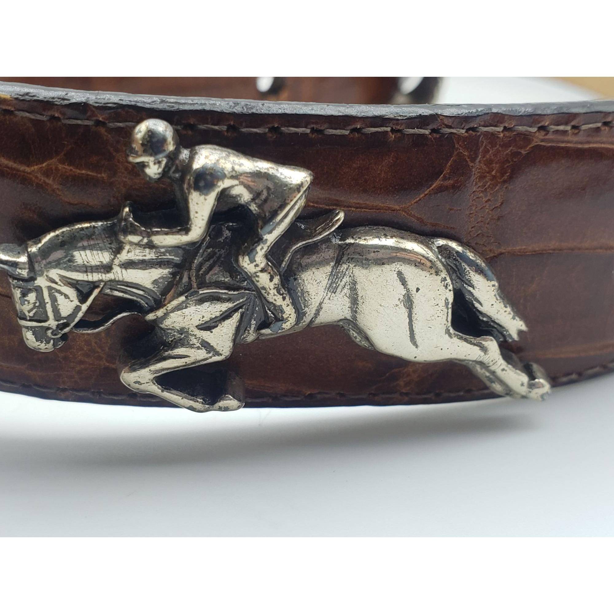 Brighton Brown Leather Equestrian Belt Derby Silver Horse 