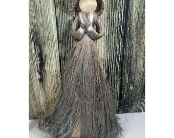 Handcrafted Christmas Tree Topper Corn Silk Sisal Primitive Farm Girl Folk Art