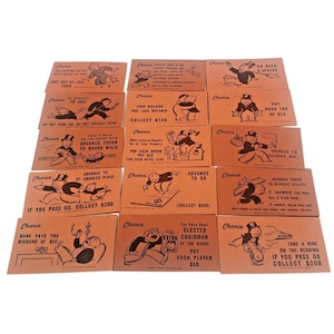 Monopoly Game Set Chance Cards Orange 15 Lot Craft Vintage