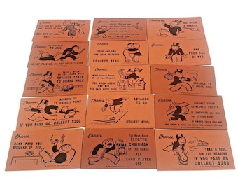Monopoly Game Set Chance Cards Orange 15 Lot Craft Vintage