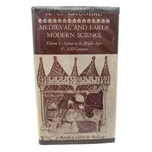 May include: A book titled "Medieval and Early Modern Science" with a brown and beige cover. The cover features text and an illustration of a medieval scene. The book's title and volume information are clearly displayed.