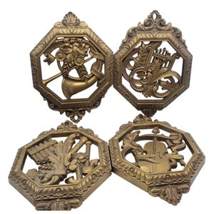 Homco Musical Instrument Wall Decor Hollywood Regency Set Of 4 MCM 1976