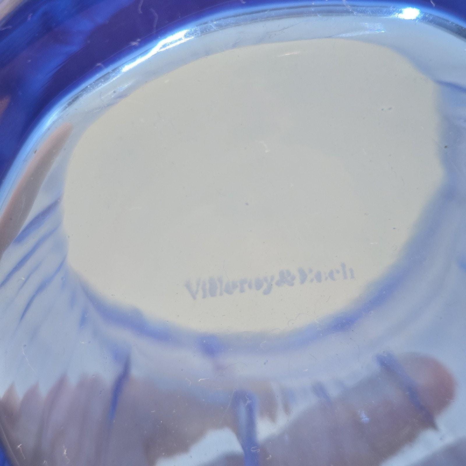 ヴィンテージ VILLEROY & BOCH リブ付きブルーコバルト 大型ガラス花瓶