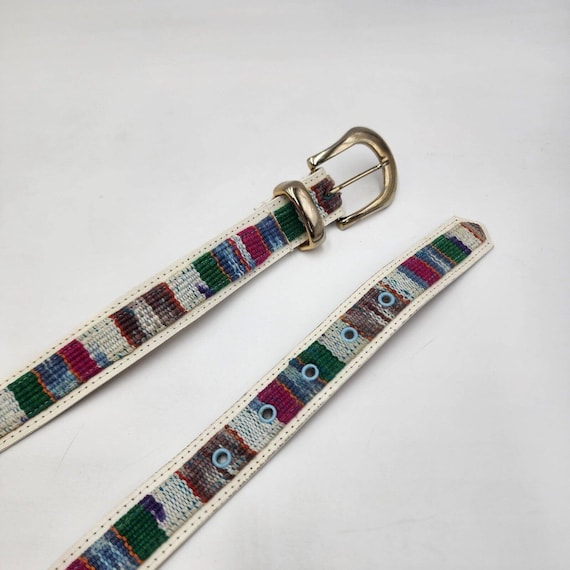 Guatemala Woven Colorful Cotton & Leather Gold Tone Buckle  display picture 2
