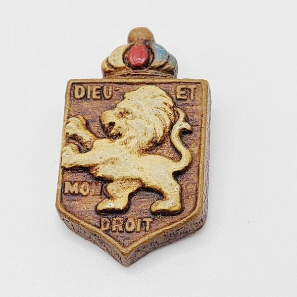 Vintage Kriegsrelief England Löwe St. Dunstan WW2 Resin Pin Dieu Et Mon Droit