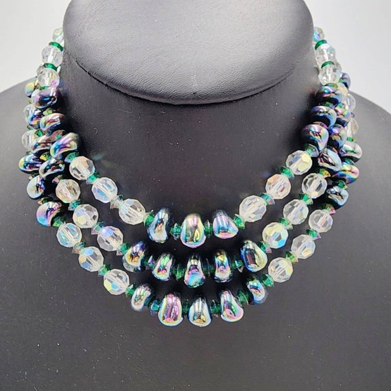 Vintage Czech AB Cut Crystal Oil Slick Faceted Glass Beads