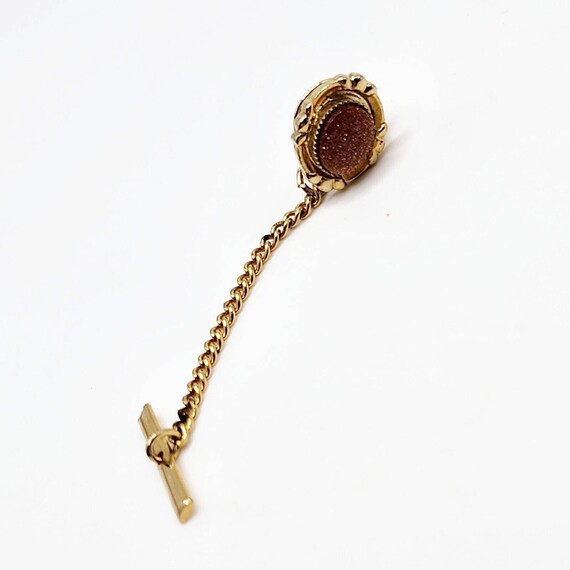 Vintage Tie Tack Goldstone Gold Tone Mens Dapper … - image 2