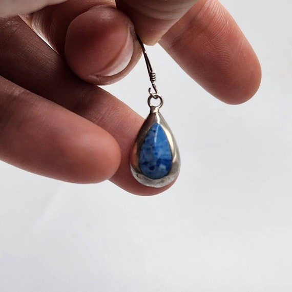 Vintage Rare Light Blue Lapis Gemstone Teardrop S… - image 2