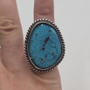 Vintage Navajo Huge Sterling Silver Turquoise Large Statement Ring Size 6.75