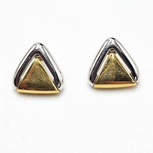 Vibtage Monet Ohrstecker silberfarben goldfarben 90er Jahre Dreieck Geometrisch