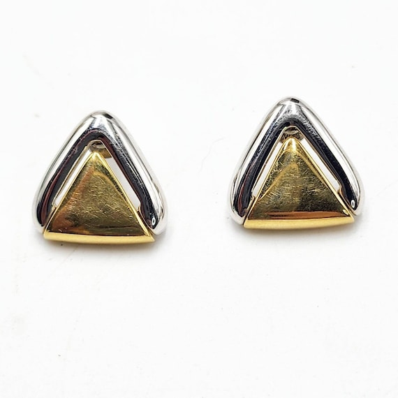 Vibtage Monet Stud Earrings Silver Toned Gold Tone