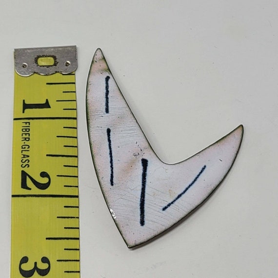 Vintage Boomerang Enamel on Copper Large 2-5/8" M… - image 3