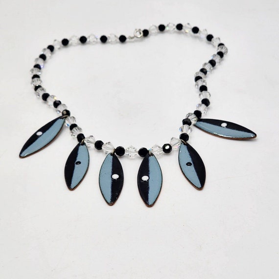 Vintage Mid-Century Modern Copper Blue Enamel Rev… - image 1