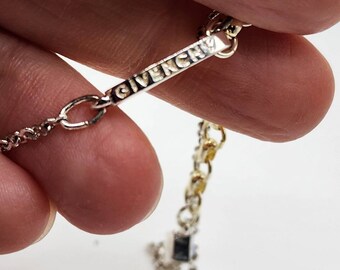 Sparkling Givenchy Pendant Y Drop Necklace Silver Tone AB Crystals