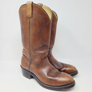 Men's Thick Brown Leather Cowboy Work Boots Oil & Slip - Etsy