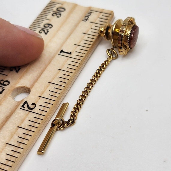 Vintage Tie Tack Goldstone Gold Tone Mens Dapper … - image 4