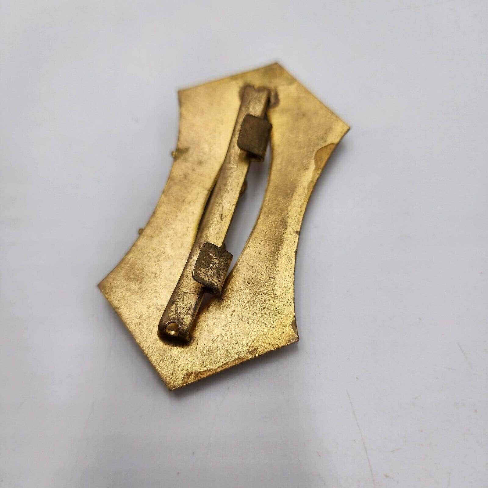 Antique Victorian Brass & Amethyst Faceted Glass Sash Buckle 