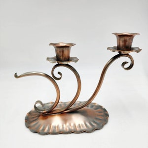 Vintage Gregorian Copper Spiral Candle Holder Made In USA 2 Candles Romantic