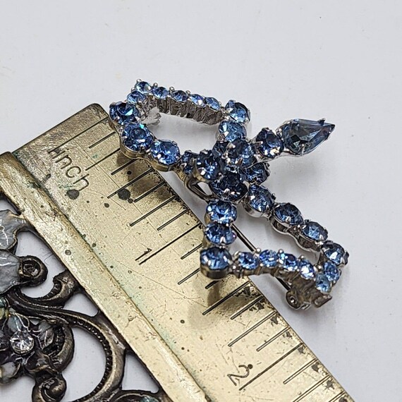 Vintage Sparkling Blue Rhinestone Open Butterfly … - image 6