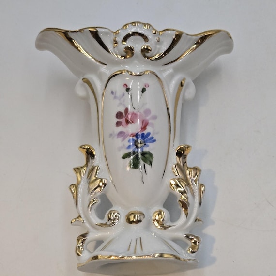 フランス　花瓶　手書き ヴィンテージ アンティーク フランス製 手描き 花瓶 CW サイン入り